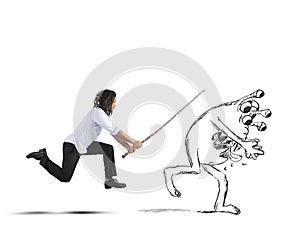 Man chasing a flu virus