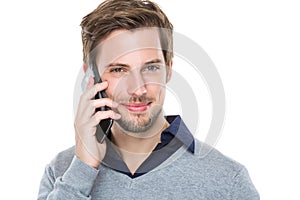 Man chat with mobile phone