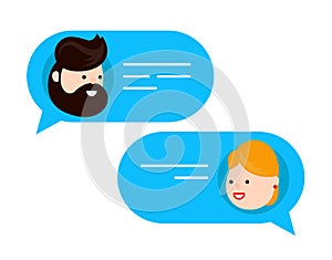 Man chatting with woman. Vector flat