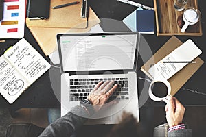 Man Checking Emails Coffee Break Concept