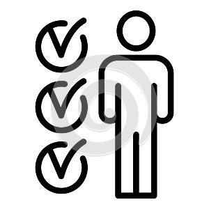 Man checklist data icon, outline style