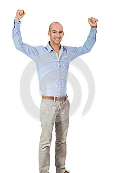 Man cheering in jubilation