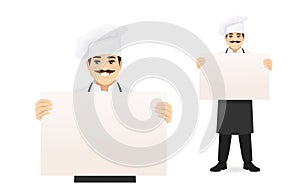 Man chef with blank board