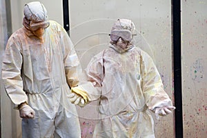 Man in chemical suit