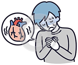 Man with chest pain simple illustration