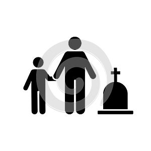 Man child funeral sorrow icon. Element of pictogram death illustration