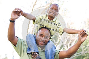 Man and Child Having Fun