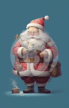 man christmas santa claus home room holiday merry cute male mug. Generative AI.