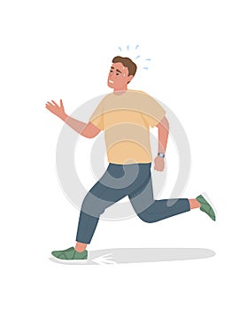 Man with chronic lateness semi flat color vector character photo