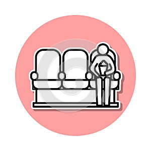 man in cinema seance sticker icon. Simple thin line, outline vector of cinema icons for ui and ux, website or mobile application