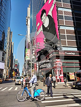 Citi Bike Rider Near Times Square, NYC, NY, USA