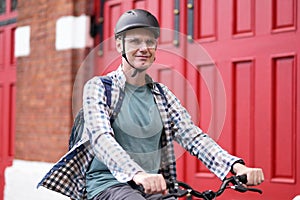 Man on a city bicycle