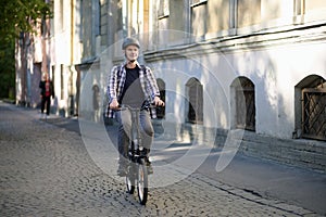 Man on a city bicycle