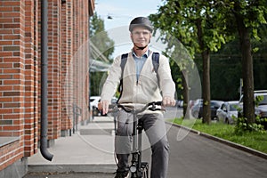 Man on a city bicycle