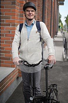 Man with a city bicycle