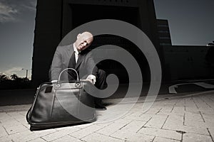 Man in the city at night