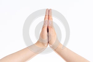 An man clap hands in the white-background