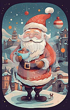 man claus santa holiday merry mug christmas home cute household male. Generative AI.