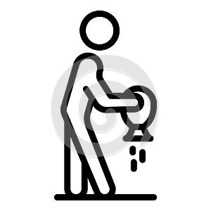 Man clean money bag icon, outline style