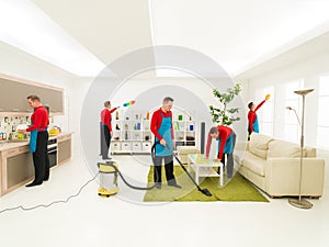 Man cleaning home