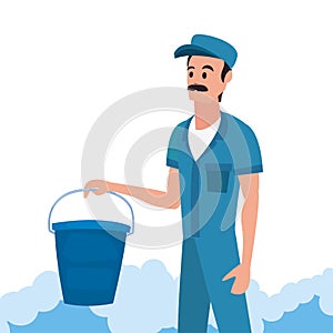 man cleaning products and supplies