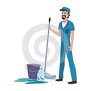man cleaning products and supplies