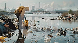 Man cleans river of plastic waste