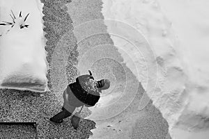 Man cleans snow