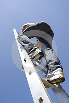 Man climbing ladder