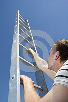 Man climbing ladder
