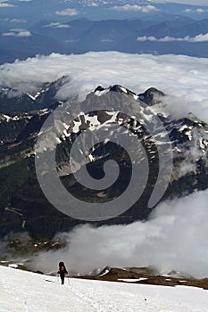 Man climbing Mount Rainier