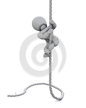 Man climbing rope to success