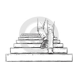 Man climbing the stairs.