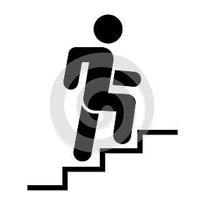 Man climbing stairs icon People in motion active lifestyle sign