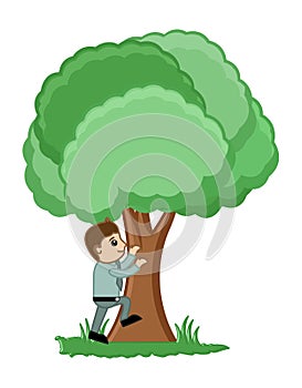 Man Climbing on a Tree Vector Illustration photo