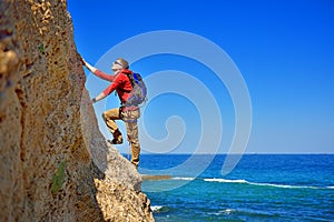 Man climbing up