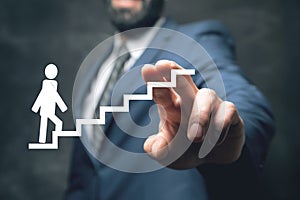 The man climbs the stairs. Illustration