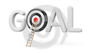 Man climbs to the stairs to the target goals photo