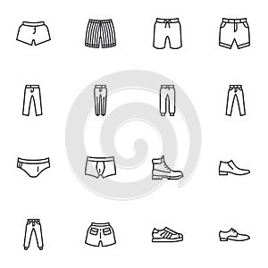Man clothes line icons set
