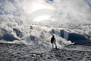 Man with cloudy background