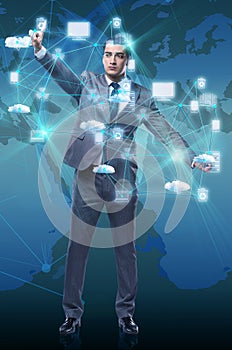 Man in cloup computing concept