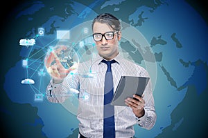 The man in cloup computing concept