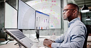 Man Coding Ecommerce Software On Multiple Monitors