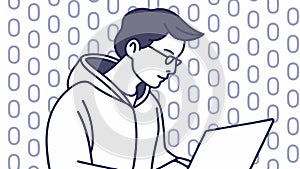 Man Coding on Laptop, Software Development Programming, vector design Generative AI