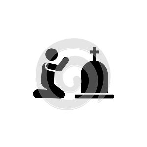 Man coffin burial weep sorrow icon. Element of pictogram death illustration