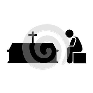 Man coffin sorrow weep icon. Element of pictogram death illustration
