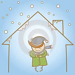 Man in the cold house