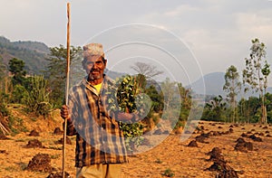 Hombre coleccionando 