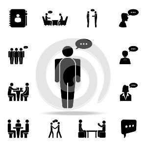 a man with a communication bubble icon. Detailed set of conversation icons. Premium graphic design. One of the collection icons
