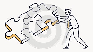 Man Completing Puzzle, Problem Solving Teamwork Metaphor Vector, vector design Generative AI
